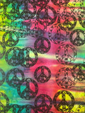 Cotton - Various Batik Color Combinations with Black Floral Peace Signs