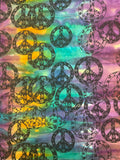 Cotton - Various Batik Color Combinations with Black Floral Peace Signs