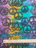 Cotton - Various Batik Color Combinations with Black Floral Peace Signs