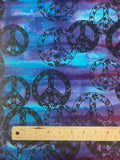Cotton - Various Batik Color Combinations with Black Floral Peace Signs