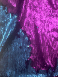 1 3/8 YD Lycra Changable Sequins - Magenta and Blue on Navy Blue