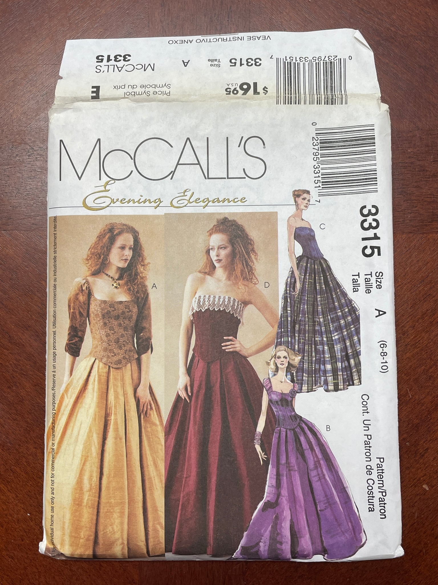 2001 McCall's 3315 Pattern - Bodices and Skirts FACTORY FOLDED