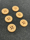 Button Plastic Set of 6 Vintage - Beige