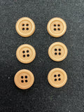Button Plastic Set of 6 Vintage - Beige