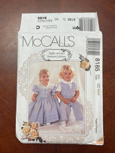 1996 McCall's 9185 Pattern - Toddlers' Dress, Vest, Shirt and Pants FACTORY FOLDED