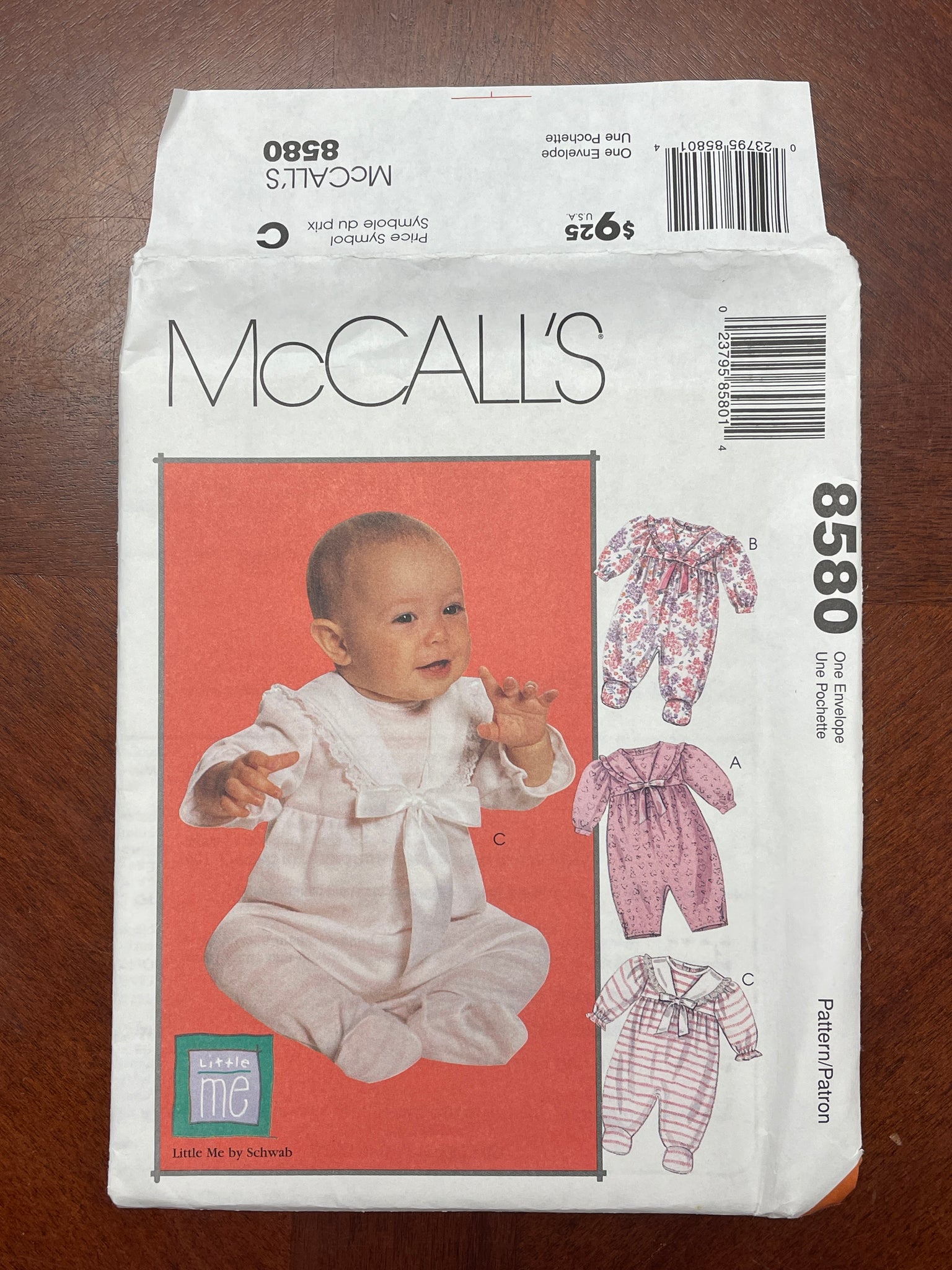 1996 McCall's 8580 Pattern - Infants' Romper FACTORY FOLDED