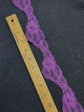 Nylon Flat Floral Stretch Lace Trim By-the-Yard - Deep Purple
