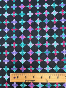 Quilting Cotton Vintage - Black with Multicolored "Prisms"