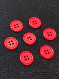 Button Plastic Set of 7 - Red