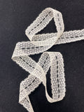 Nylon Flat Beading (Insertion) Lace Trim By-the-Yard Vintage - Cream with Small Dots