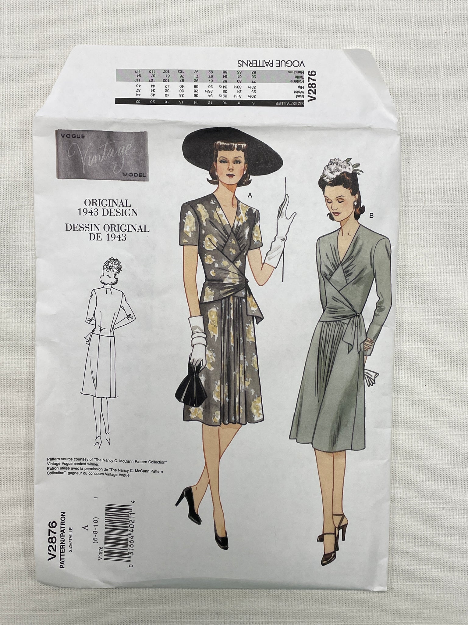 SALE 1953 Reproduction Vogue 2876 Pattern - Dress FACTORY FOLDED