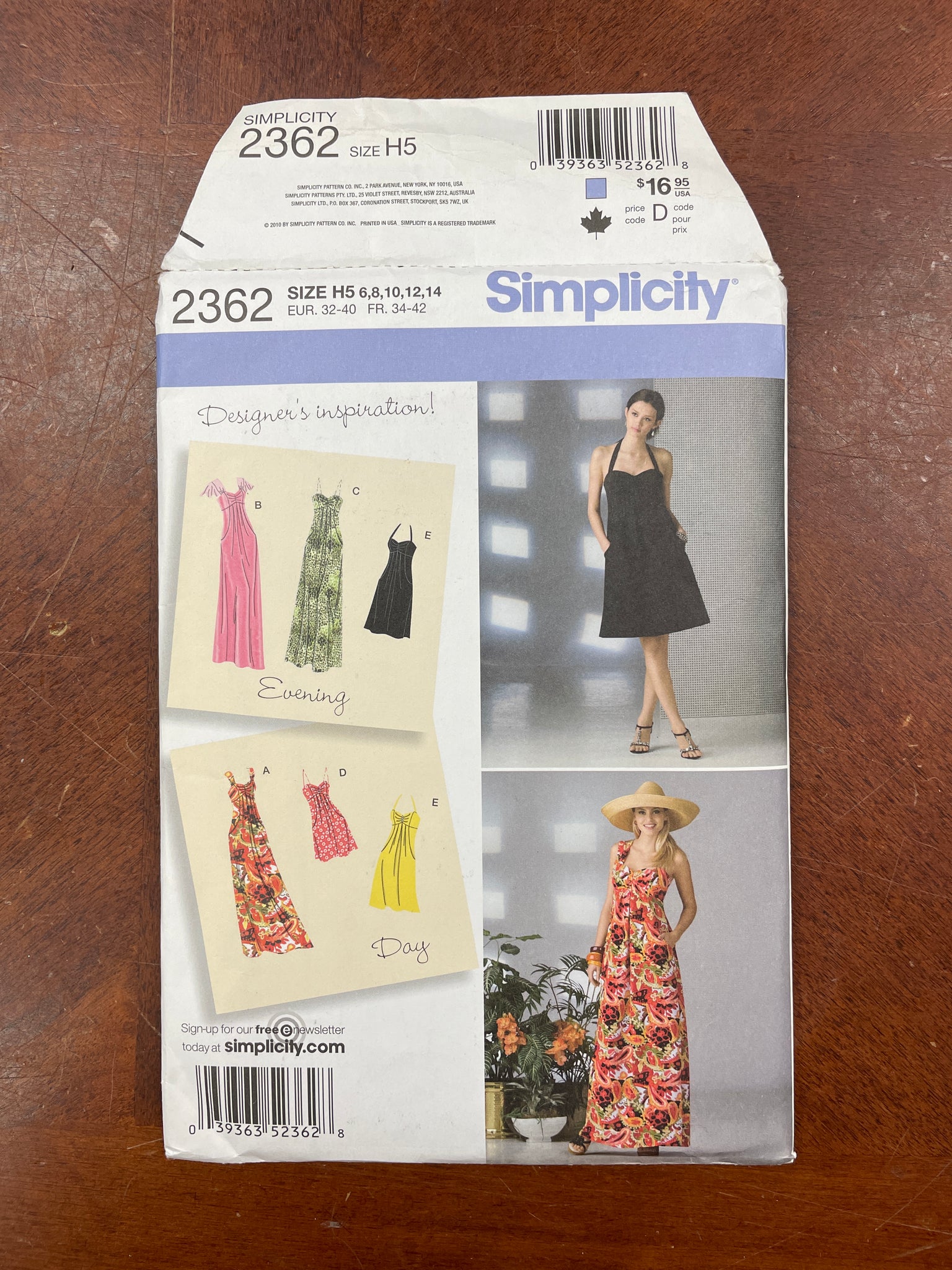 2010 Simplicity 2362 Sewing Pattern - Dresses FACTORY FOLDED