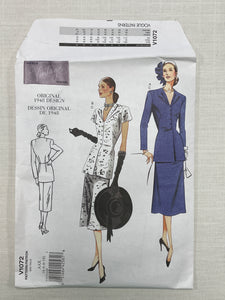 1948 Reproduction Vogue 1072 Pattern - Jacket, Blouse and Skirt FACTORY FOLDED