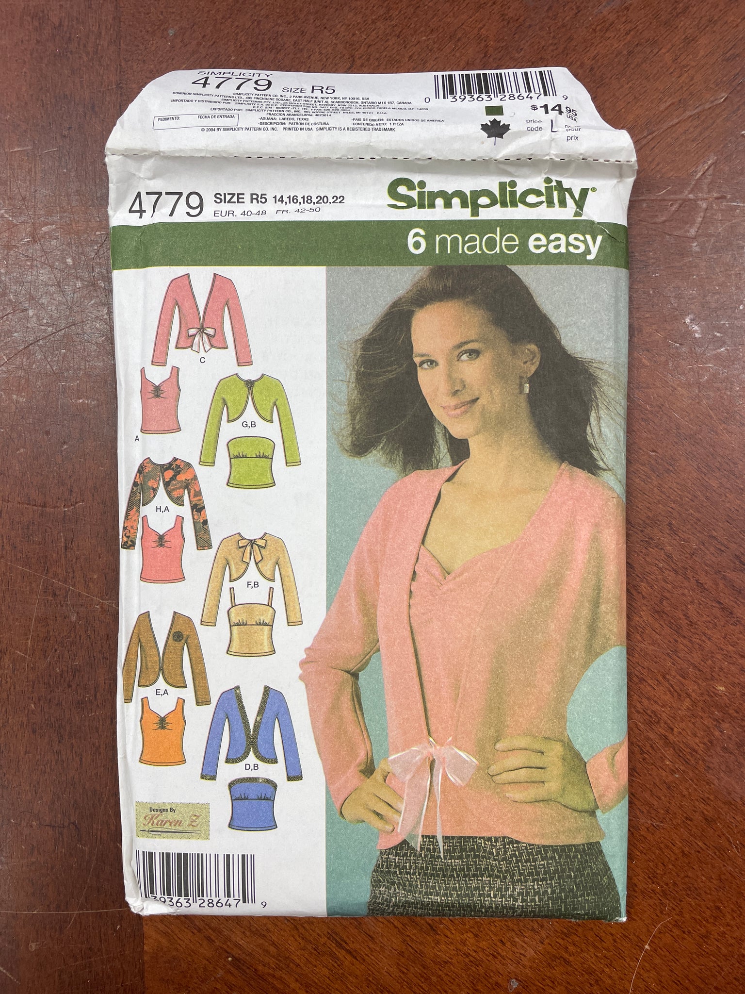 2004 Simplicity 4779 Sewing Pattern - Knit Tops and Cardigans