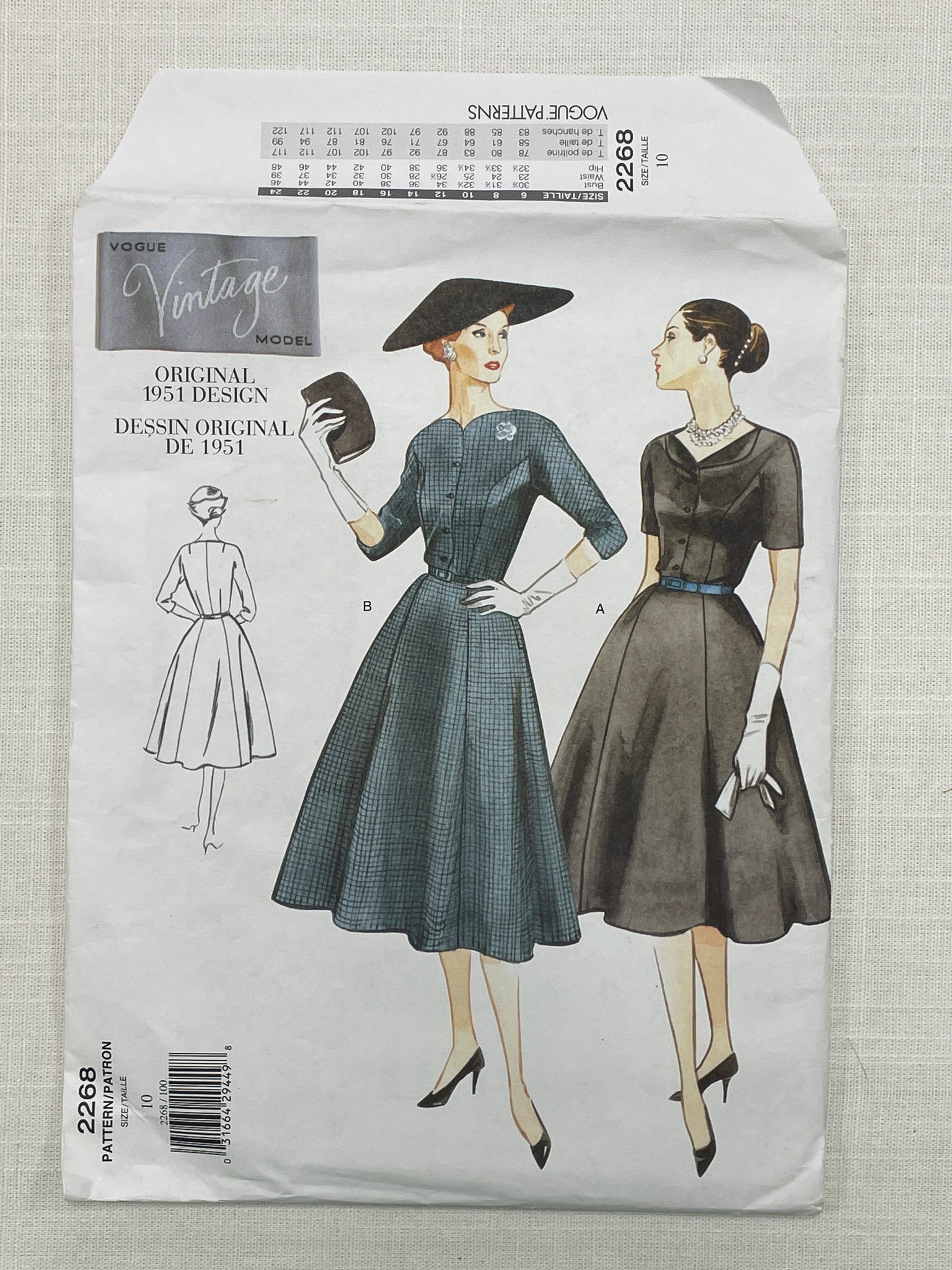 1951 Reproduction Vogue 2268 Pattern - Dress FACTORY FOLDED