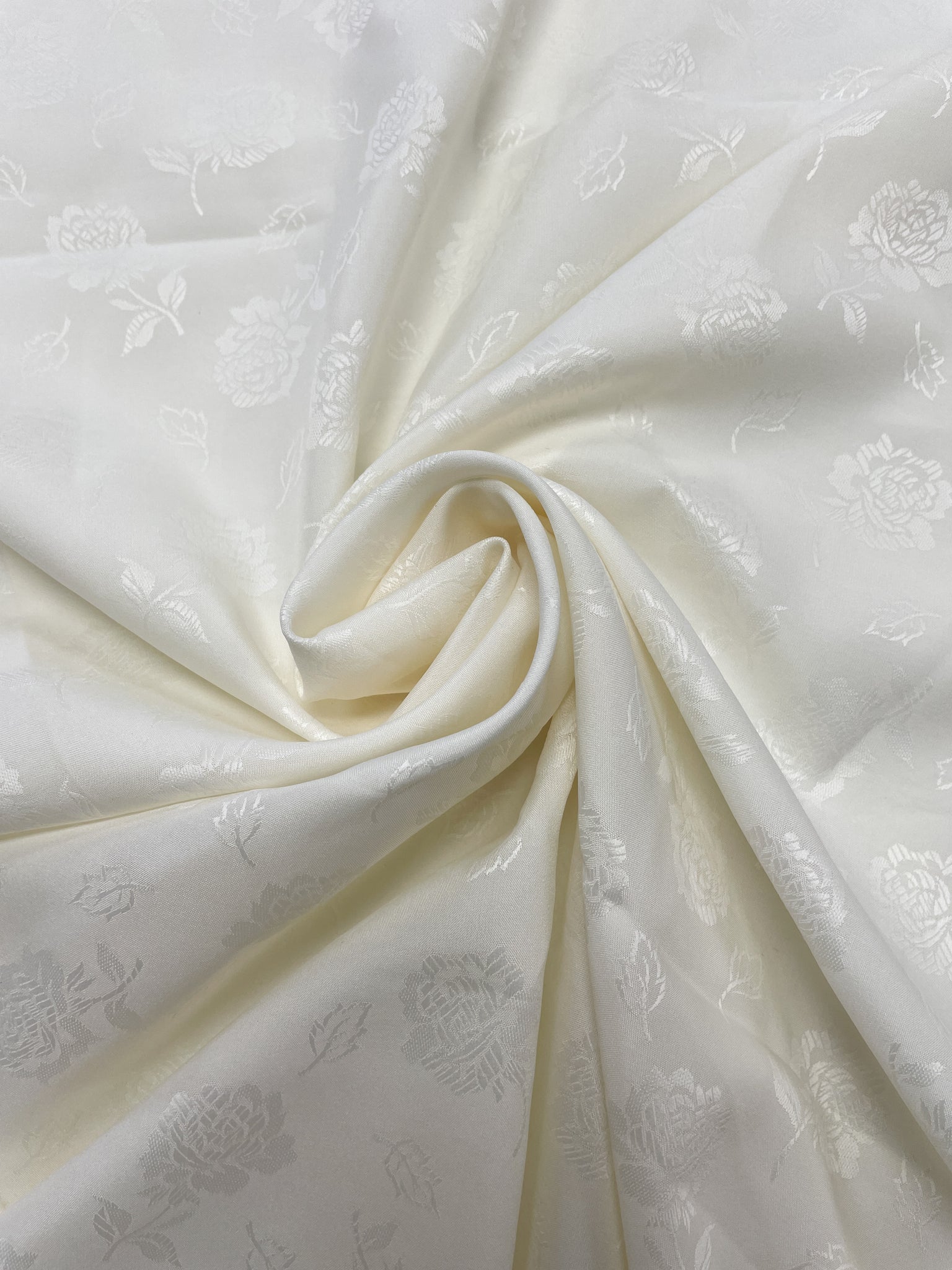 2 YD Polyester Floral Jacquard - Off White