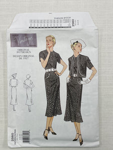 1937 Reproduction Vogue 2560 Pattern - Dress and Jacket FACTORY FOLDED