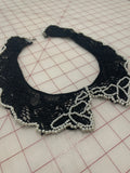 Collar Necklace - Black Lace with White Pearl Beads