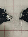 Collar Necklace - Black Lace with White Pearl Beads