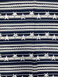 4 1/4 YD Silk - Navy Blue with White Stripes and Stars