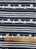 4 1/4 YD Silk - Navy Blue with White Stripes and Stars