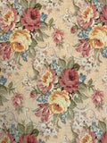 1997 3 1/4 YD Quilting Cotton Vintage - Floral Bouquets on Peach