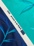 1 YD Lycra Printed Ombre - Teal to Blue with Leaves