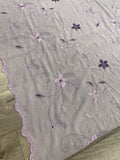 1 1/8 YD Nylon Chiffon Embroidered and Beaded - Laveder with Flowers and Scalloped Borders