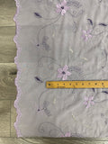 1 1/8 YD Nylon Chiffon Embroidered and Beaded - Laveder with Flowers and Scalloped Borders