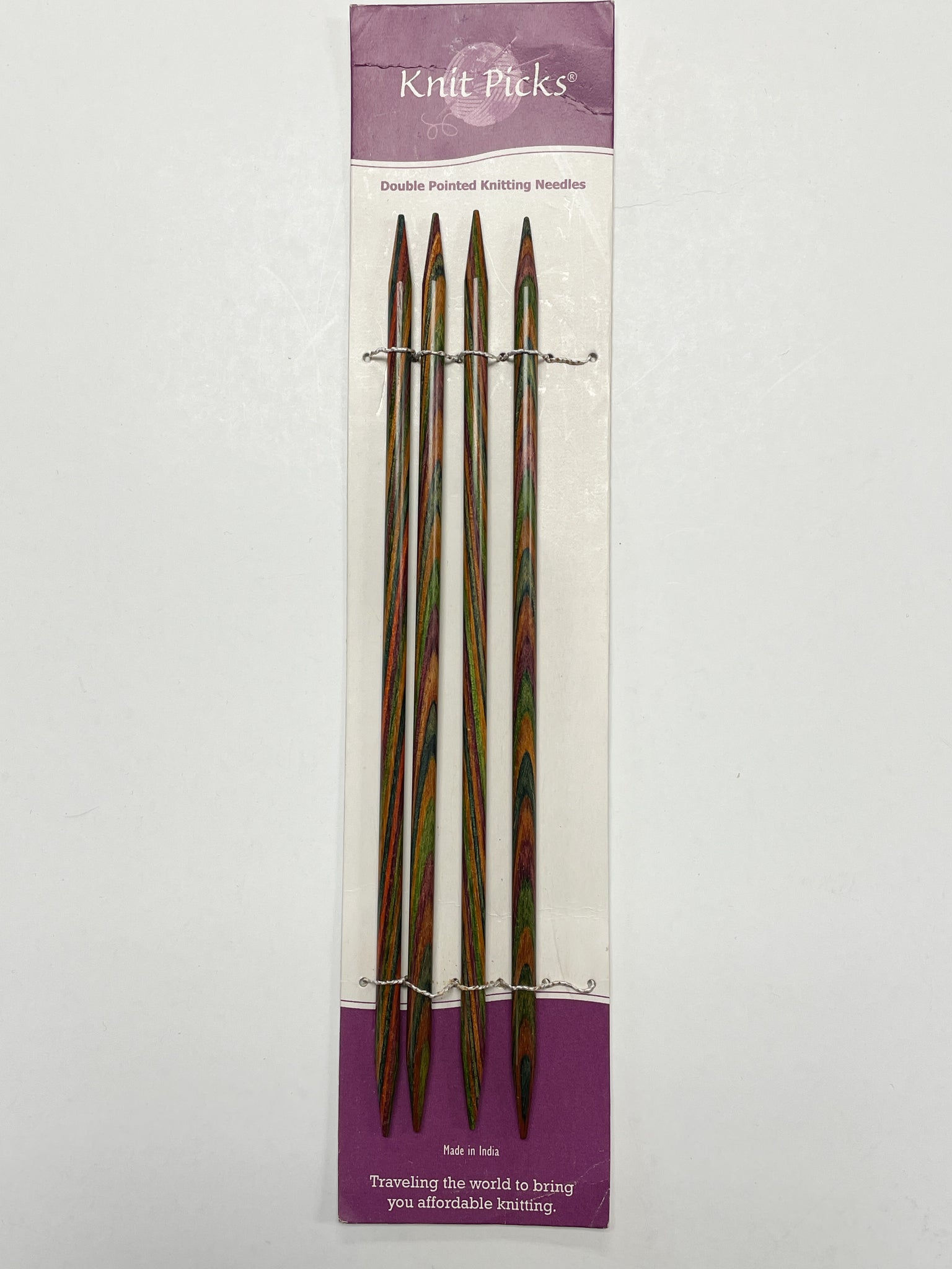 Knitting Needles Double Pointed Wood Size 9 - Rainbow