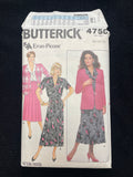 1987 Butterick 4750 Sewing Pattern - Adult Jacket, Blouse, and Skirt FACTORY FOLDED