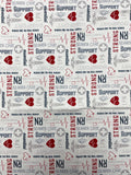 1 YD Quilting Cotton - White with Nursing Graphics