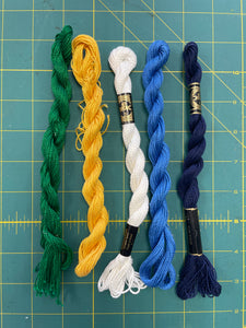 Cotton Pearl Bundle - Green, Yellow, White, Cadet Blue and Navy Blue