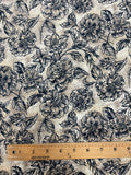 3 1/4 YD Quilting Cotton - Mottled Beige with Black Flowers