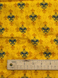 Quilting Cotton - Golden Yellow with Navy Blue Scout Boy Insignias