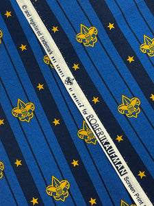 4 YD Quilting Cotton - Blue and Navy Blue with Golden Yellow Scout Boy Insignias and Stars