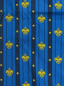 4 YD Quilting Cotton - Blue and Navy Blue with Golden Yellow Scout Boy Insignias and Stars