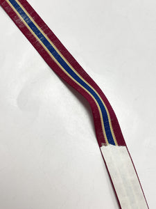 Polyester Grosgrain Yarn-Dyed Striped Ribbon VINTAGE - Dark Red, Navy Blue and Ecru