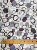 Nylon Crinkle Chiffon - Rings and Dots in Purples and Grays on White
