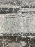 3 YD Polyester Embroidered Organza - Gray with Gray Filigree