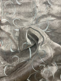 3 YD Polyester Embroidered Organza - Gray with Gray Filigree