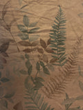 2 YD Polyester Faux Suede - Brown Printed with Leaves