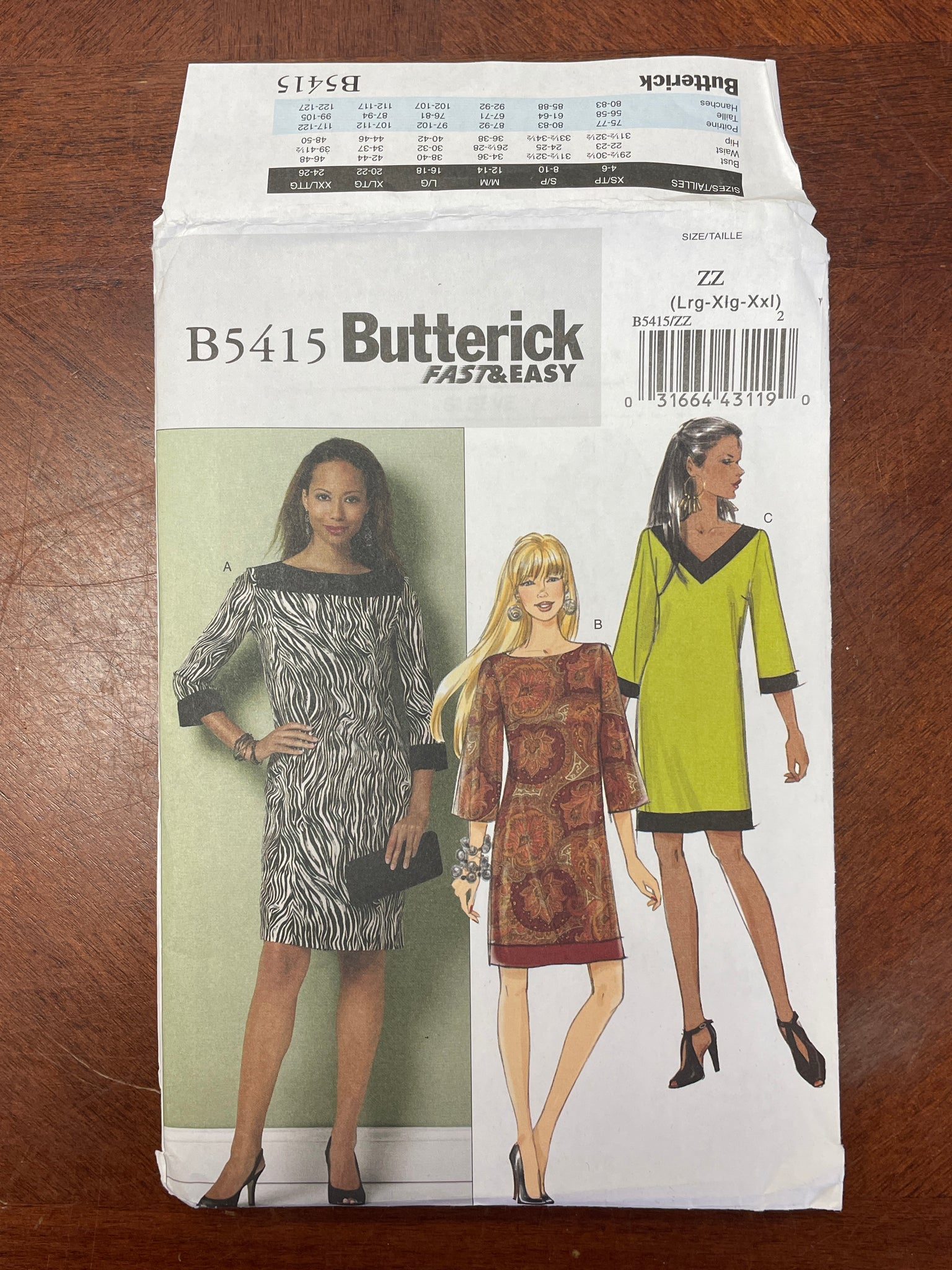 2009 Butterick 5415 Pattern - Dress FACTORY FOLDED