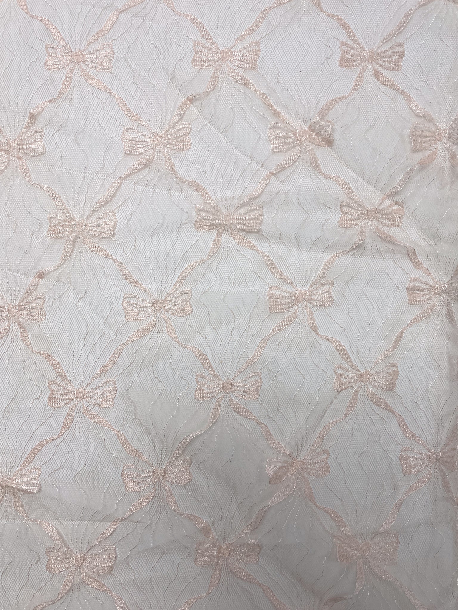 1 YD Polyester Lace with Bows - Peach