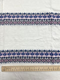 3/4 YD Cotton Blend Knit Vintage Remnant- White with Pink, Blue and Black