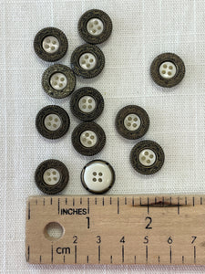 Buttons Set of 12 - Plastic inset in Metal 5/8"