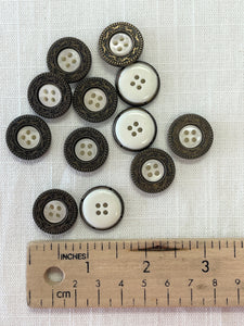 Buttons Set of 12 - Plastic inset in Metal 3/4"