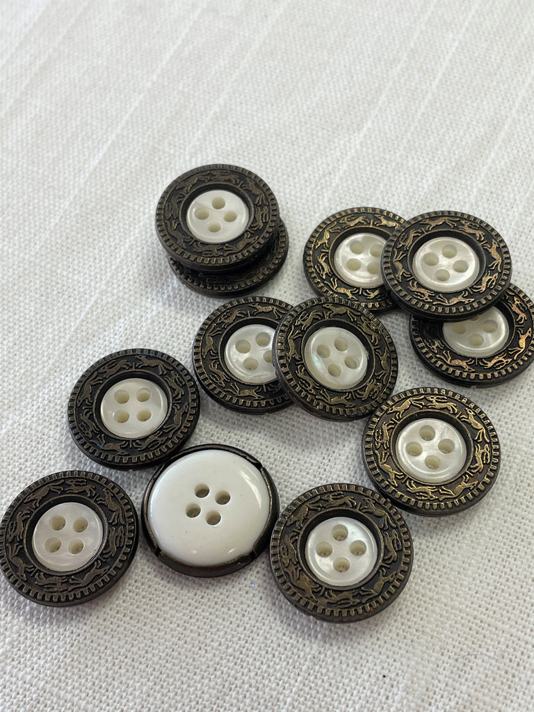 Buttons Set of 12 - Plastic inset in Metal 3/4"