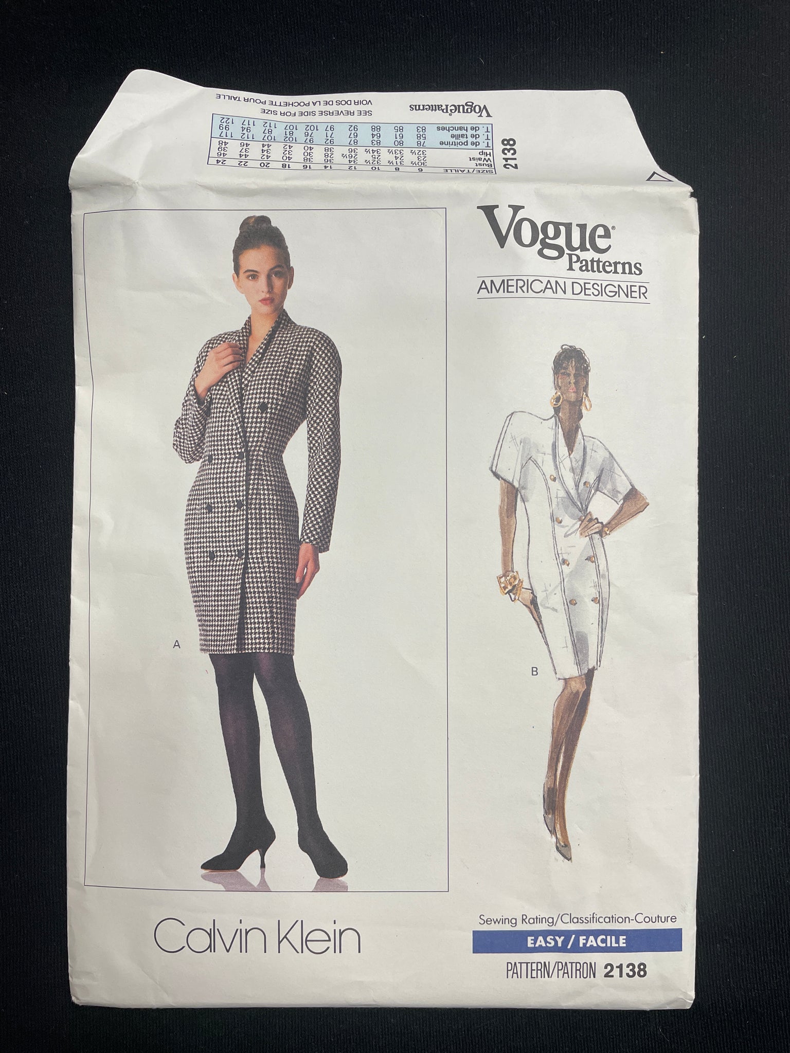 1988 Vogue 2138 Sewing Pattern - Dress FACTORY FOLDED
