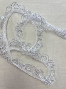SALE Lace Trim By the Yard - White with Silver